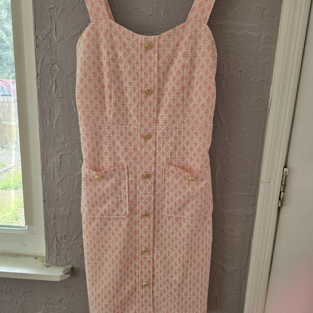 Pink and White Sleeveless Dress